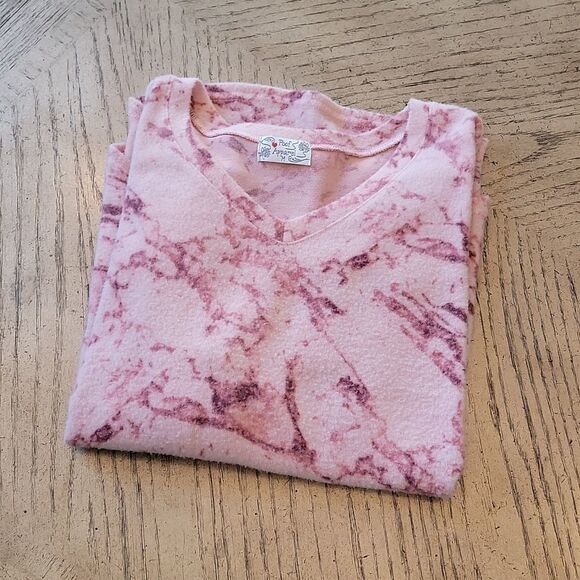 Pink Tie dye cozy size M vneck sweater top 💝 - Picture 7 of 7